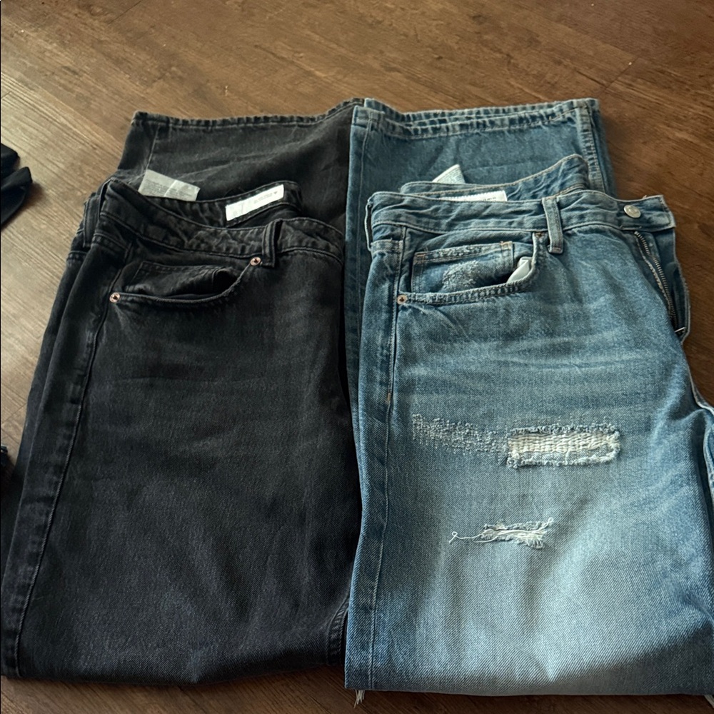 2 Zara Women Boyfriend Jeans - Black and Blue
